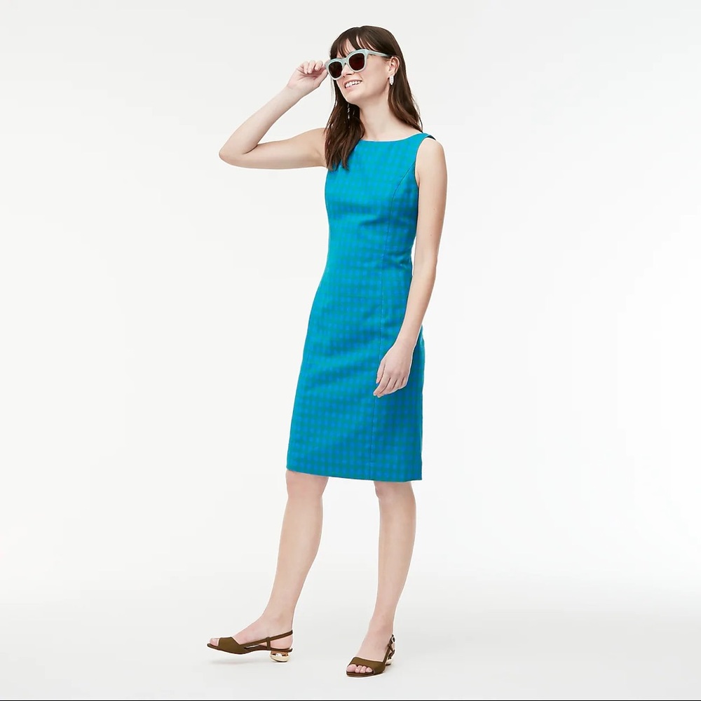 J Crew Sheath Dress in Colorful Gingham
